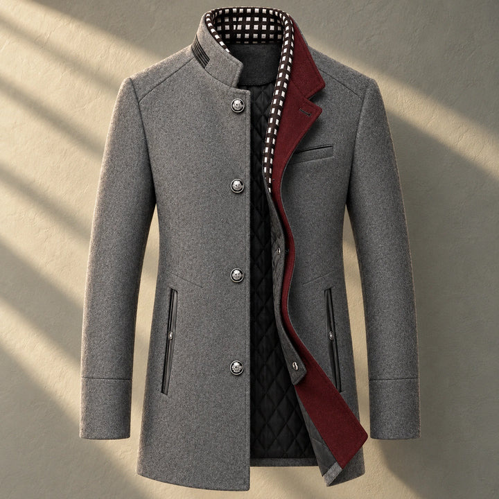 Osborne Wool Blend Stand Collar Car Coat - Gray
