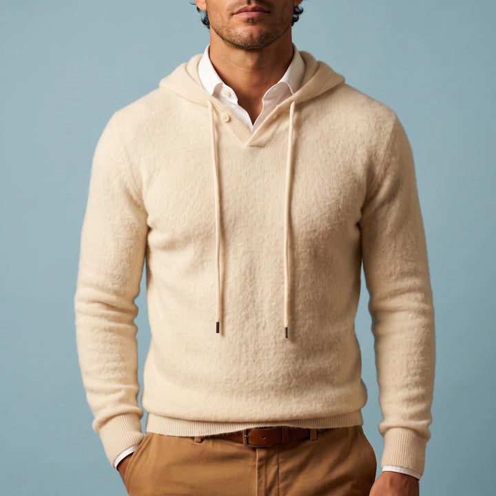 Oswin Soft Knit Pullover Hoodie - Beige