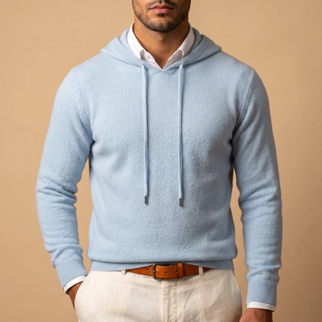 Oswin Soft Knit Pullover Hoodie - Blue