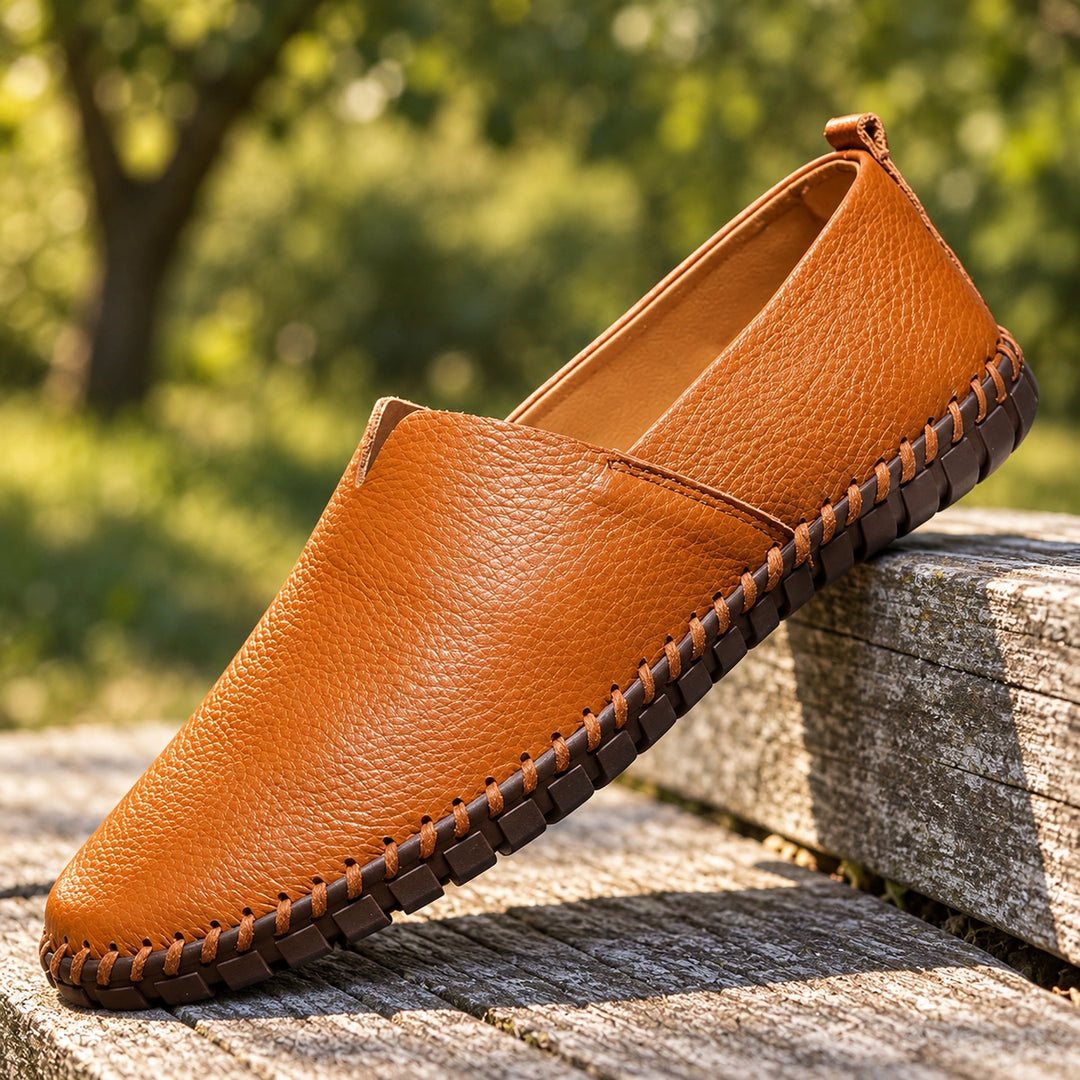 Otis Soft Pebbled Vegan Leather Loafers - Caramel