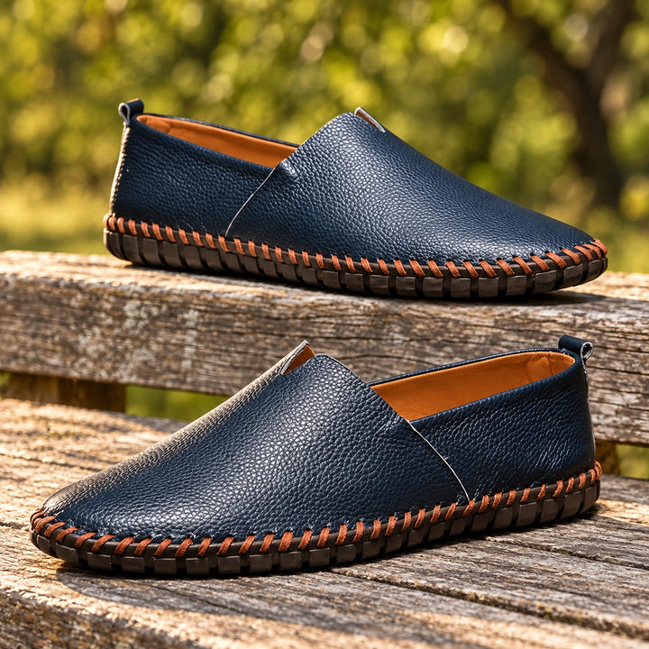 Otis Soft Pebbled Vegan Leather Loafers - Navy Blue