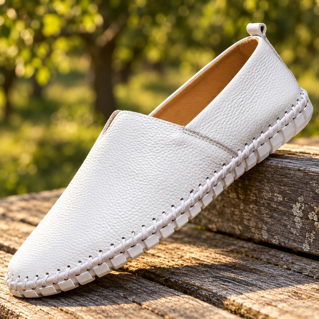 Otis Soft Pebbled Vegan Leather Loafers - White