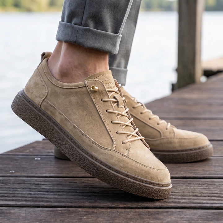 Pascal Genuine Suede Crepe Sole Lace Up Sneakers - Camel