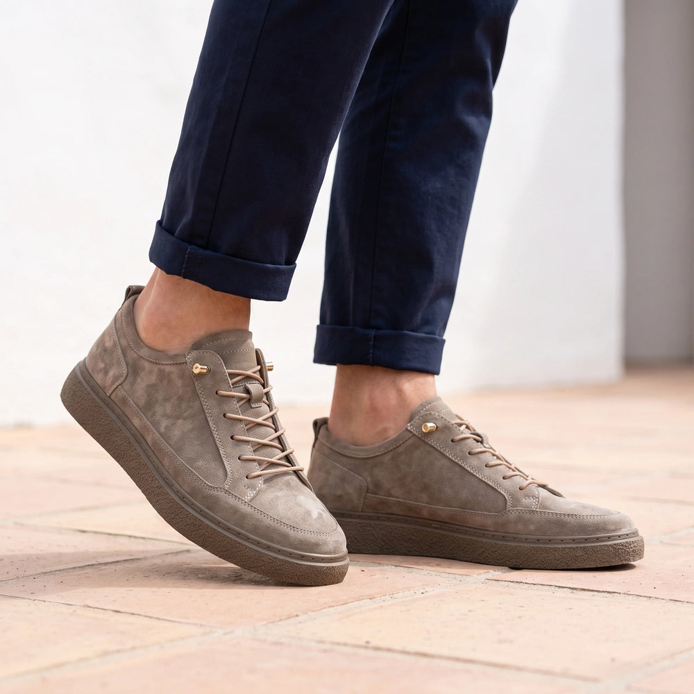 Pascal Genuine Suede Crepe Sole Lace Up Sneakers - Gray