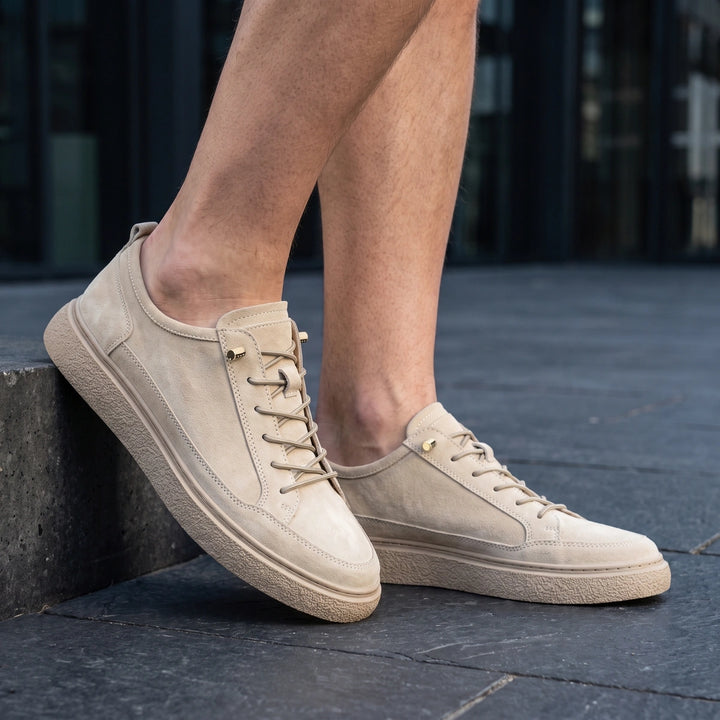 Pascal Genuine Suede Crepe Sole Lace Up Sneakers - White