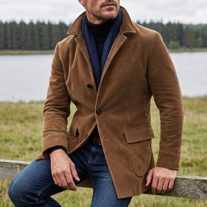 Percival Slim Fit Corduroy Coat - Brown