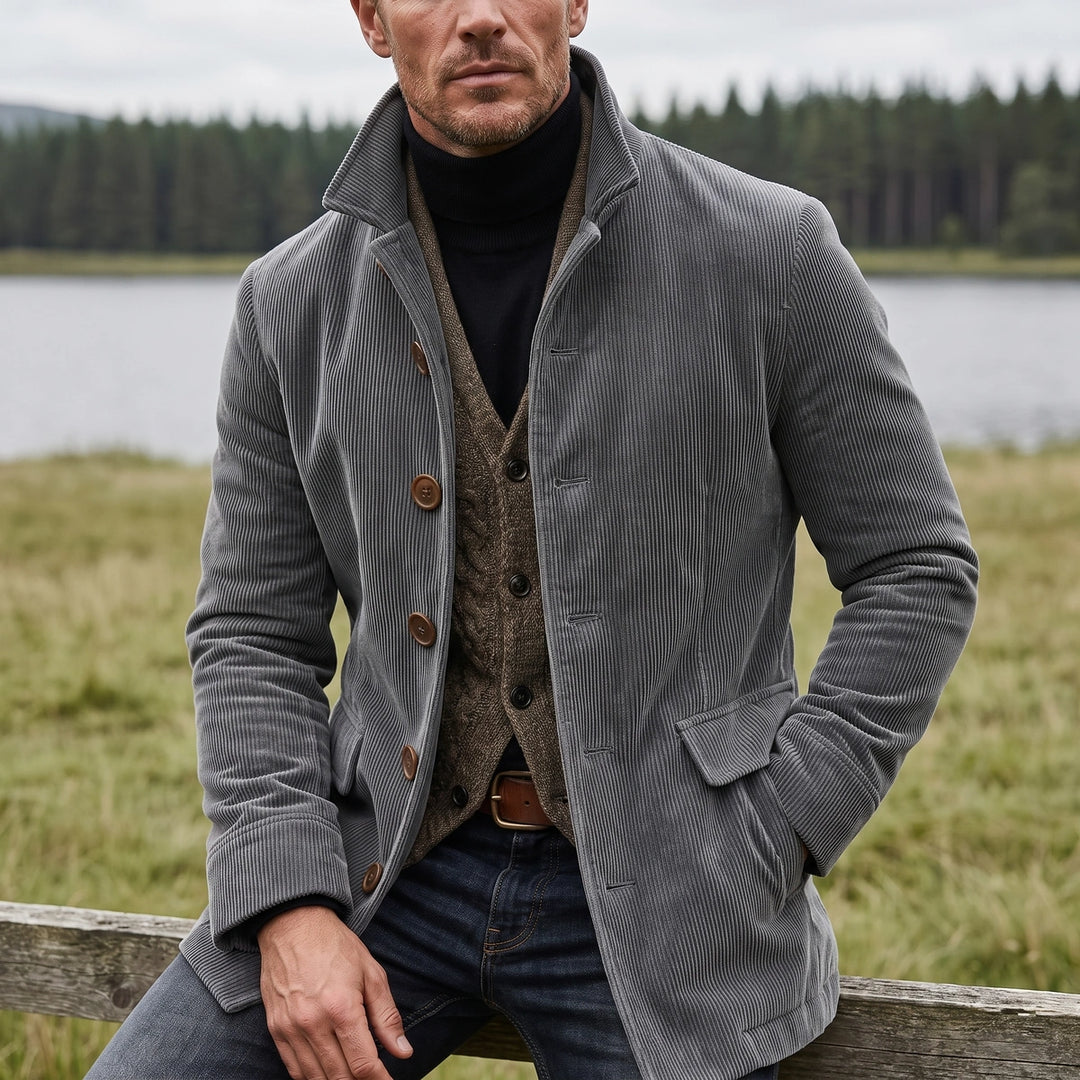 Percival Slim Fit Corduroy Coat - Gray