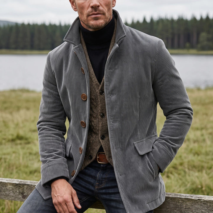 Percival Slim Fit Corduroy Coat - Gray