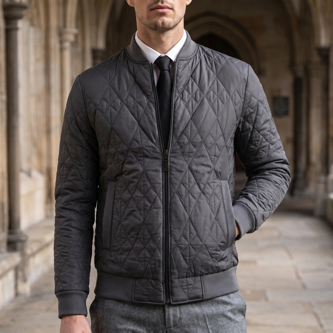 Peregrine Diamond Quilted Bomber Jacket - Gray