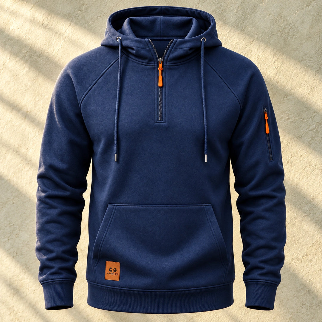 Perry Brushed Fleece Lined Half Zip Hoodie - Navy