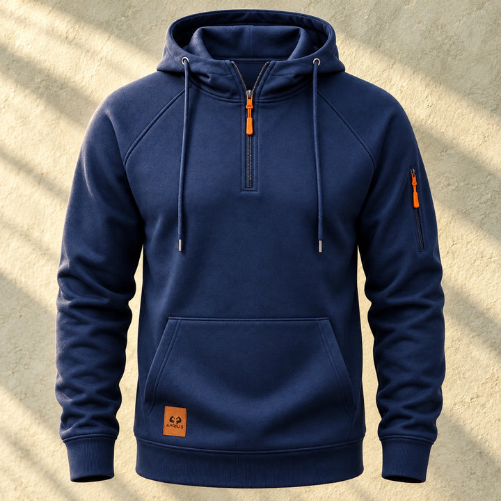 Perry Brushed Fleece Lined Half Zip Hoodie - Navy