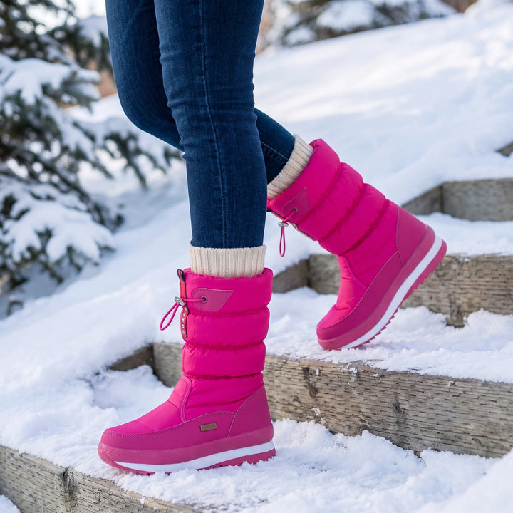 Philomena Waterproof Mid Calf Snow Boots - Pink
