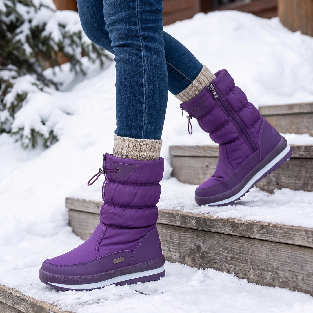 Philomena Waterproof Mid Calf Snow Boots - Purple