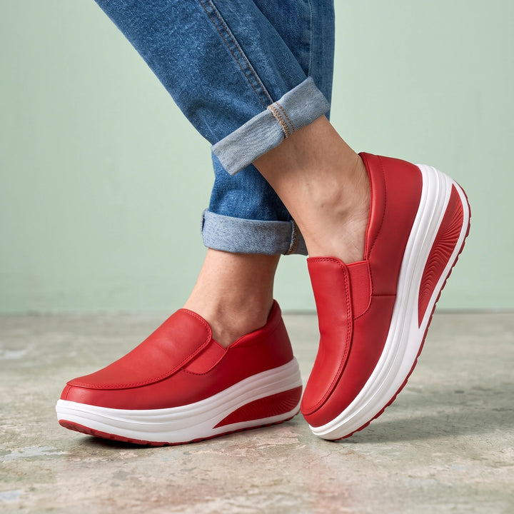 Pippa Chunky Platform Slip On Sneakers - Red