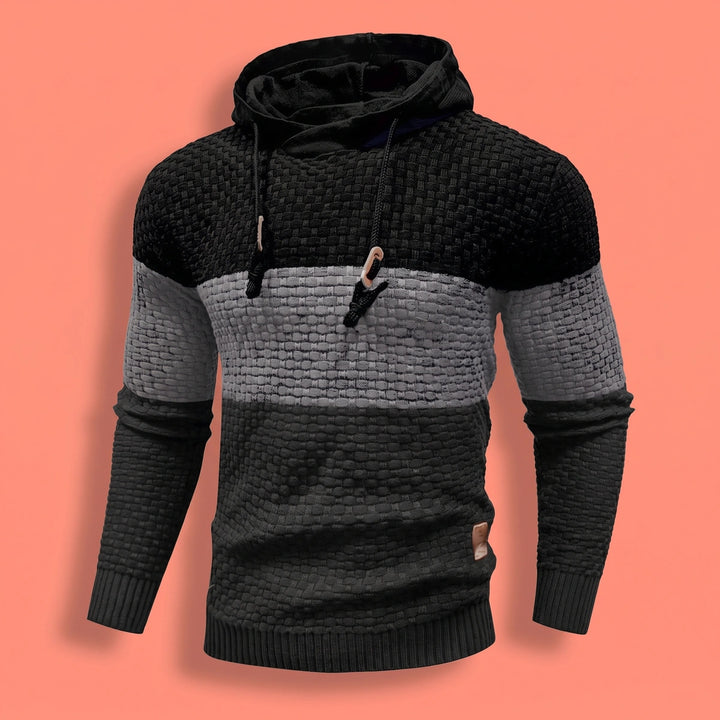 Porter Color Block Knit Hoodie - Black