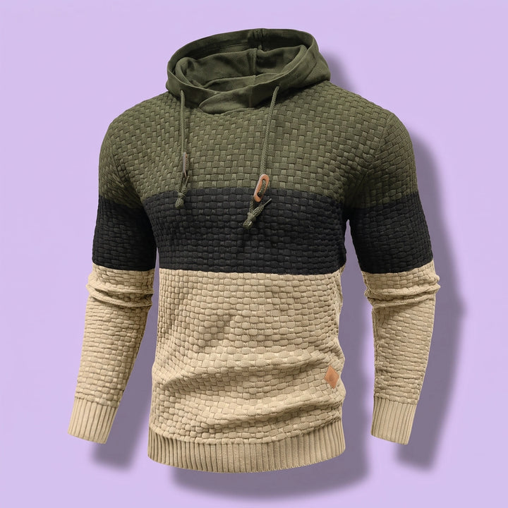 Porter Color Block Knit Hoodie - Green