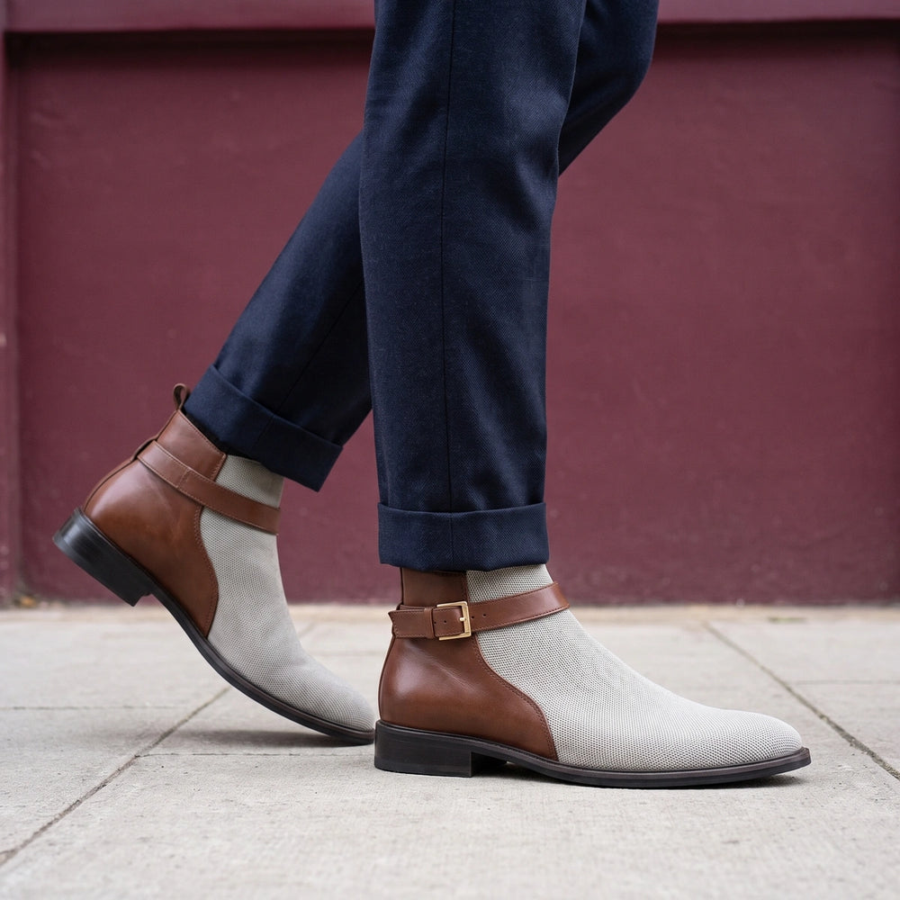 Rafael Orthopedic Buckle Strap Chelsea Boots - Gray
