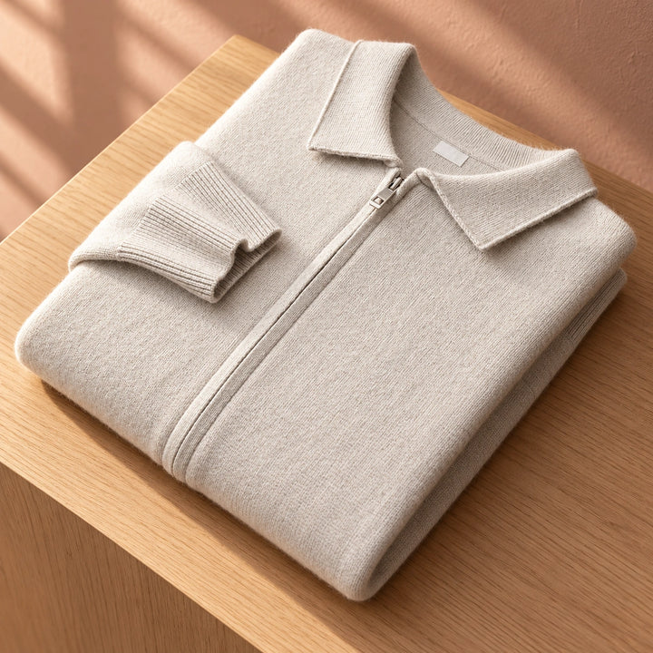 Ralph Merino Wool Spread Collar Zip Jacket - Ivory