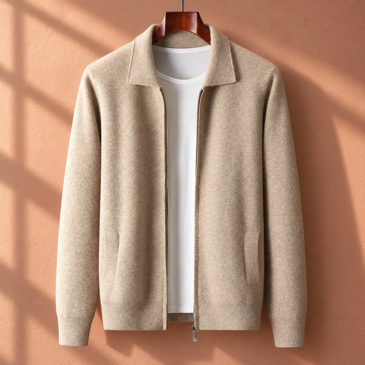 Ralph Merino Wool Spread Collar Zip Jacket - Ivory