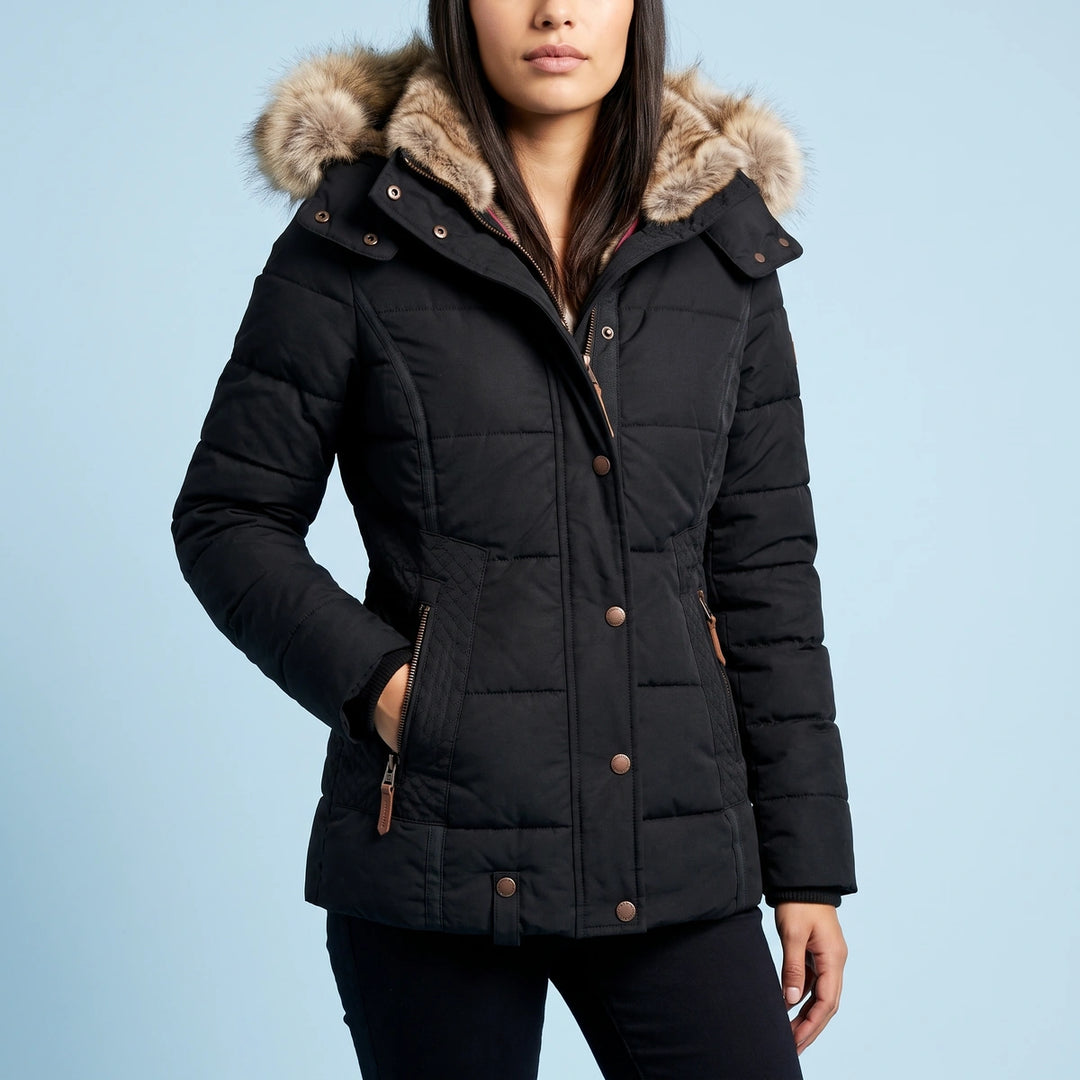 Ramona Faux Fur Hood Puffer Jacket - Black
