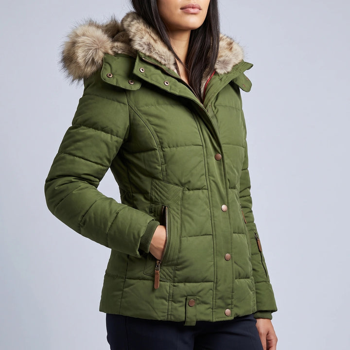 Ramona Faux Fur Hood Puffer Jacket - Olive