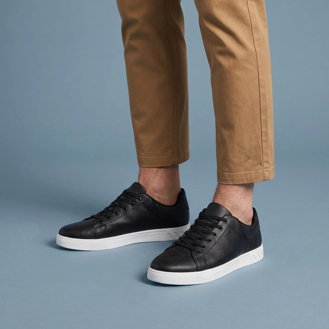 Reed Vegan Leather Court Sneakers - Black
