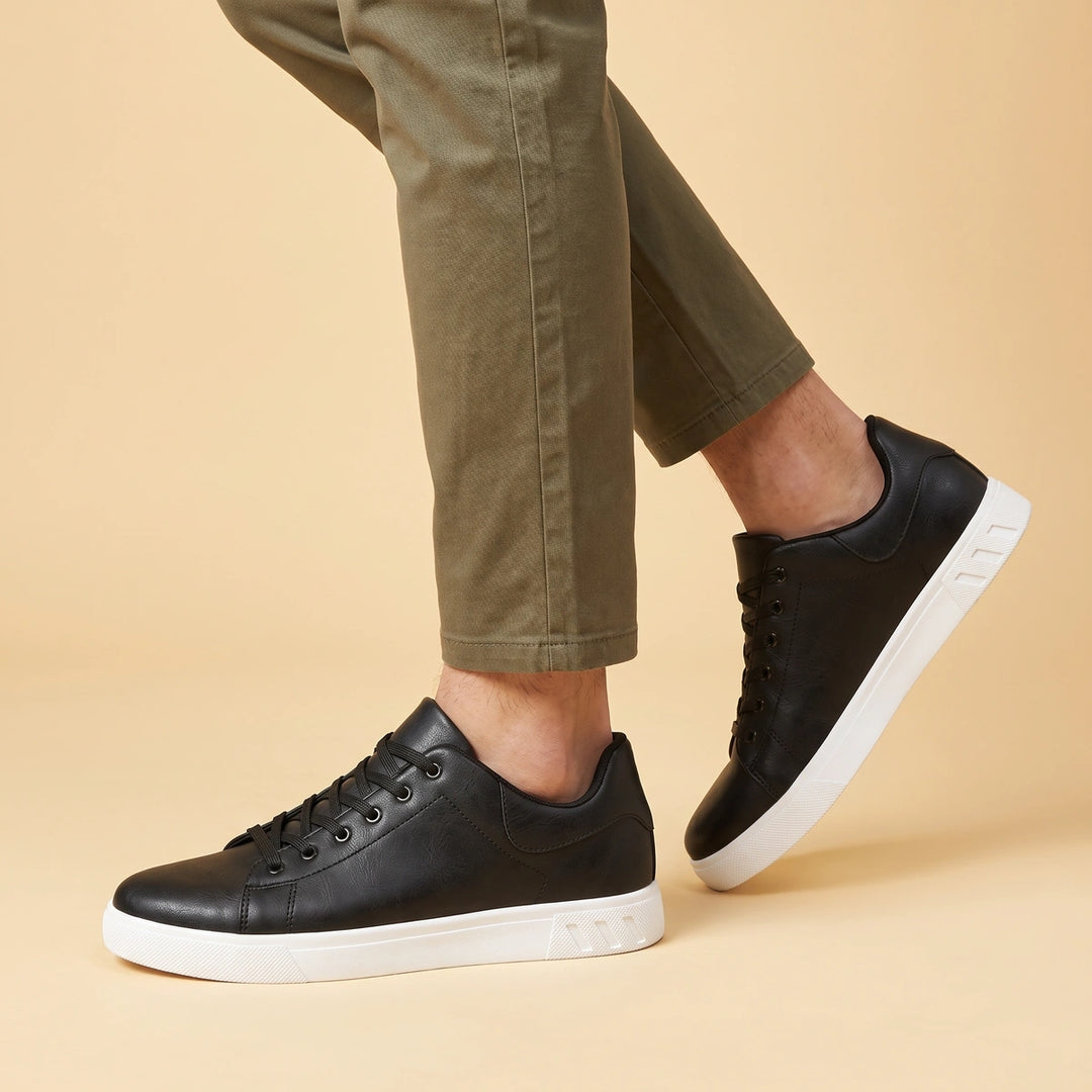 Reed Vegan Leather Court Sneakers - Black