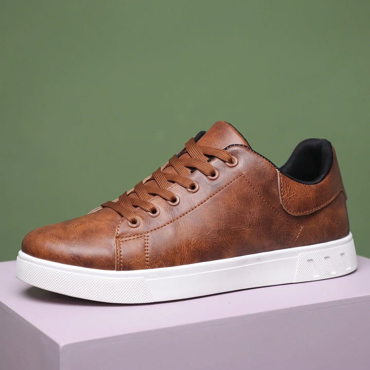 Reed Vegan Leather Court Sneakers - Brown