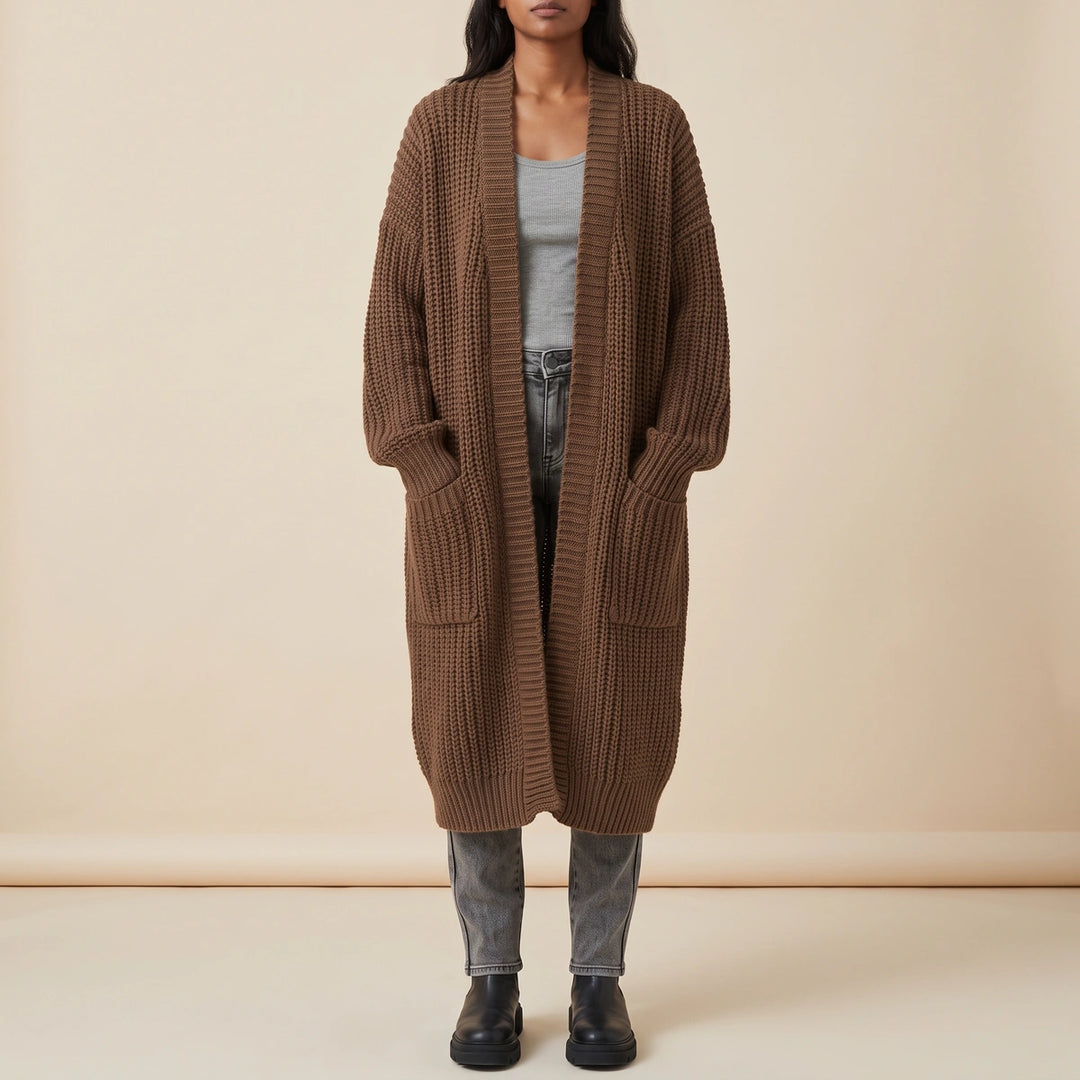 Henrietta Oversized Longline Cardigan - Brown