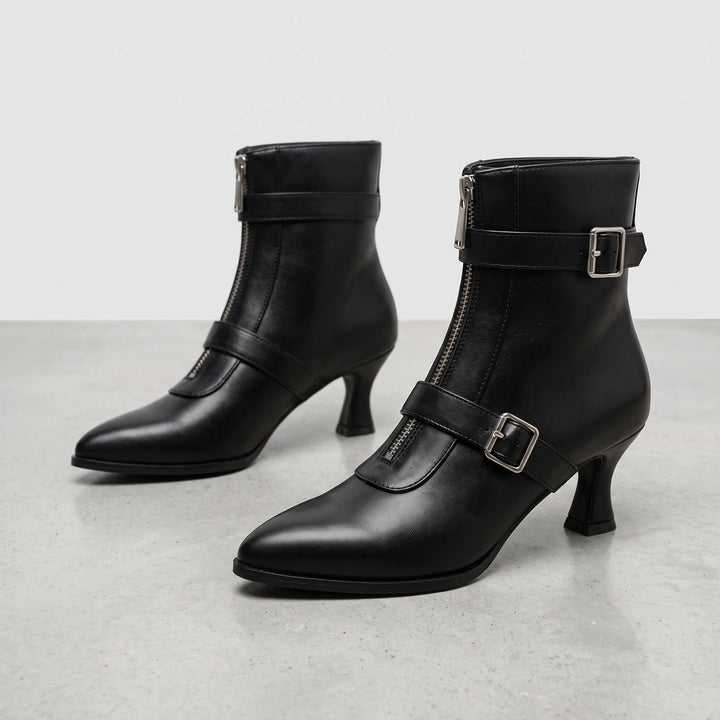 Tabitha Double Buckle Ankle Boots - Black
