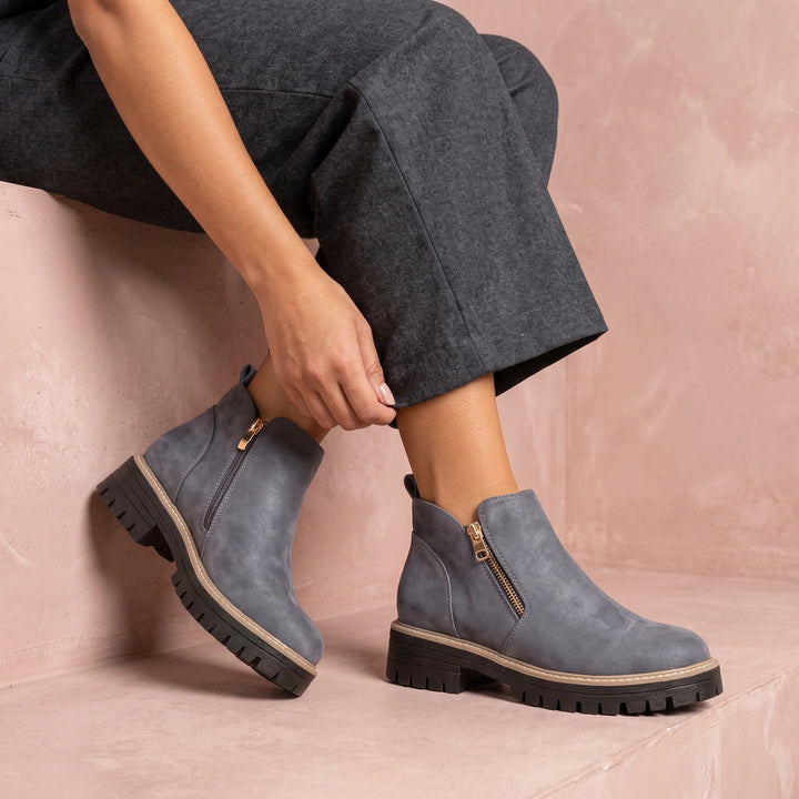 Maeve Suede Lug Sole Chelsea Boots - Gray