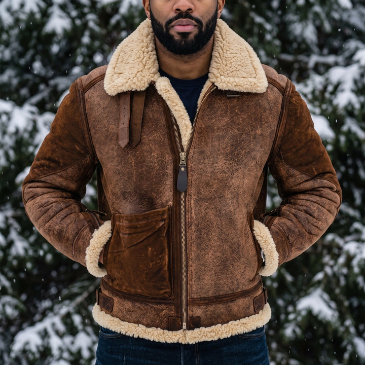Leopold Sheepskin Lined Leather Jacket - Brown