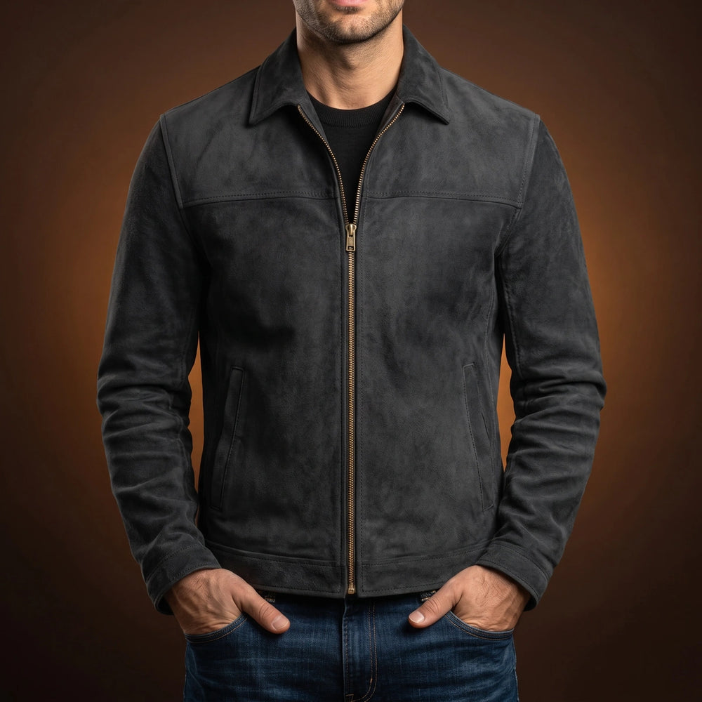 Lysander Structured Leather Jacket - Black