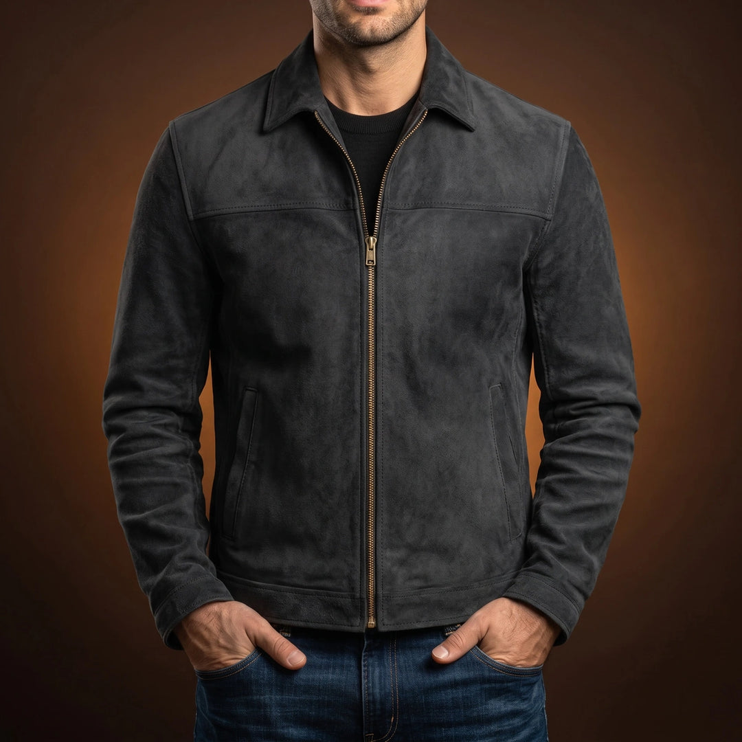 Lysander Structured Leather Jacket - Black