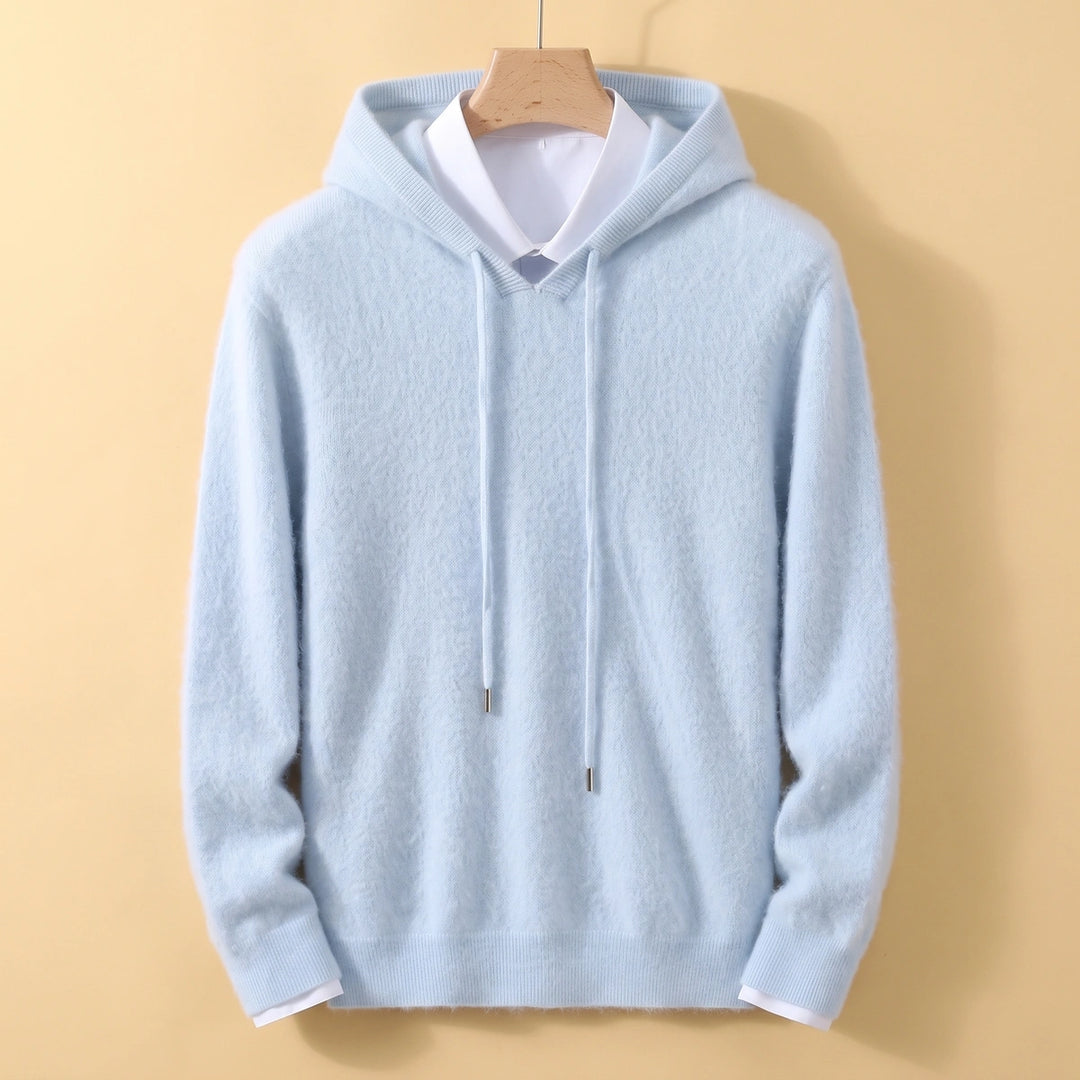 Remus Cashmere Hooded Pullover Sweater - Blue