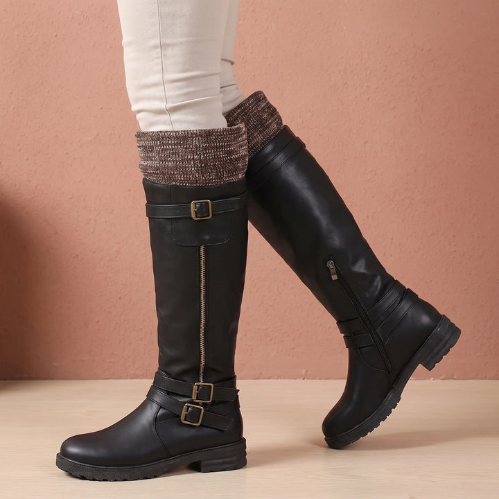 Roberta Knit Cuff Water Resistant Boots - Black