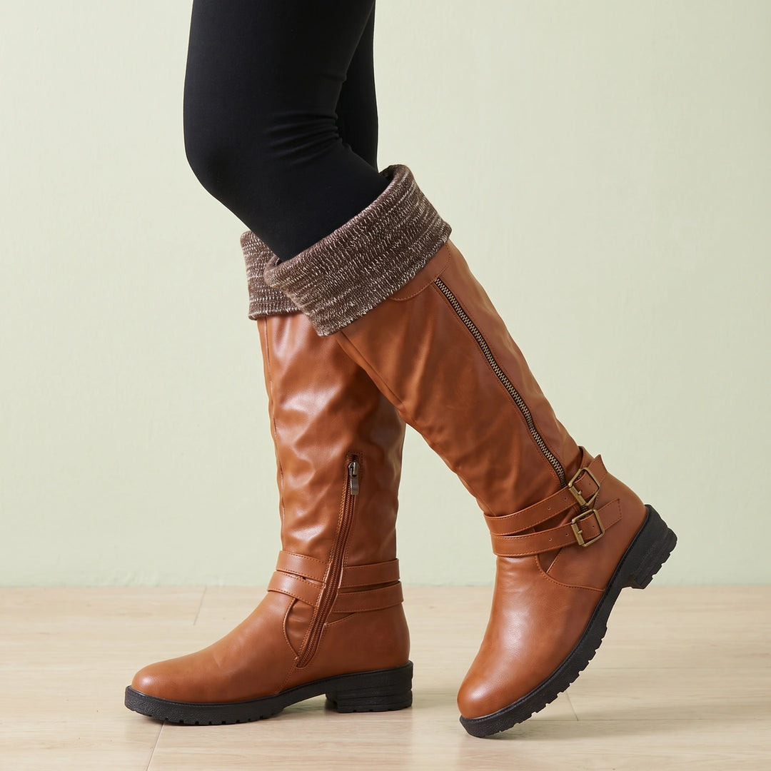 Roberta Knit Cuff Water Resistant Boots - Brown