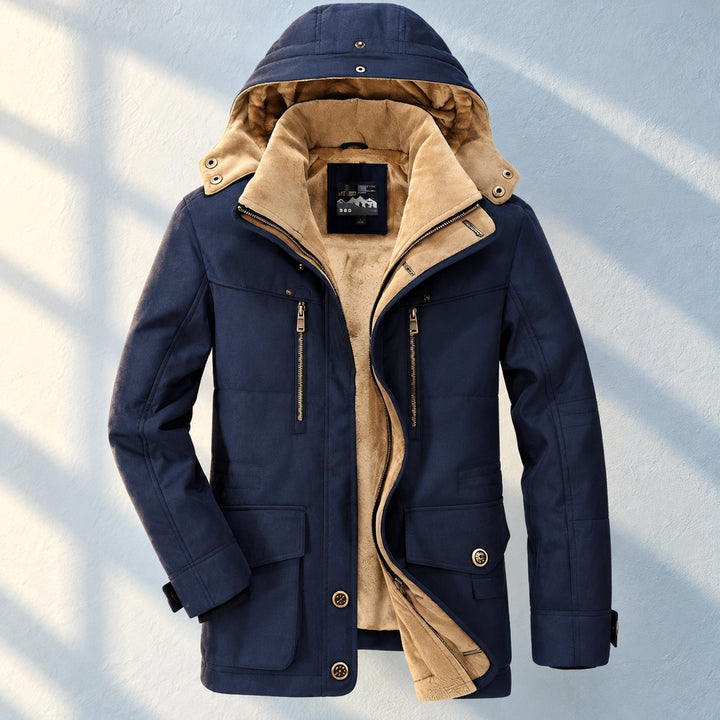 Rodney Fleece Lined Hooded Canvas Parka - Blue