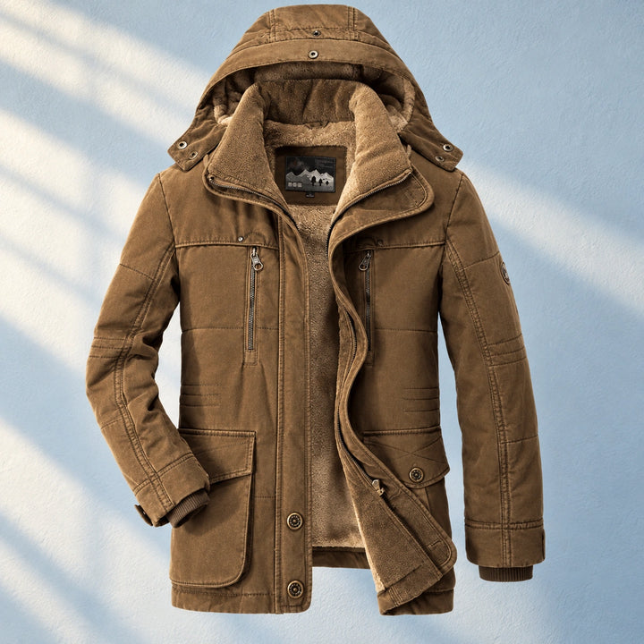 Rodney Fleece Lined Hooded Canvas Parka - Brown