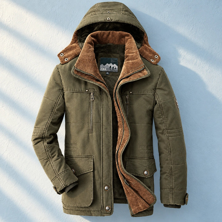 Rodney Fleece Lined Hooded Canvas Parka - Green