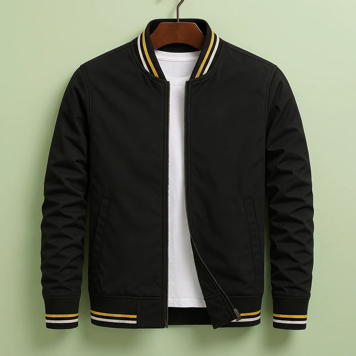 Roger Varsity Rib Twill Bomber Jacket - Black