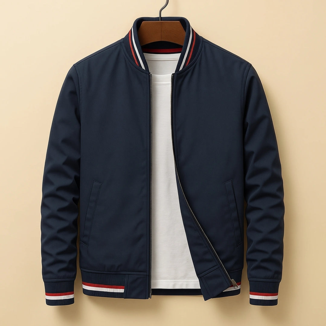 Roger Varsity Rib Twill Bomber Jacket - Blue