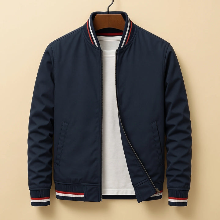 Roger Varsity Rib Twill Bomber Jacket - Blue