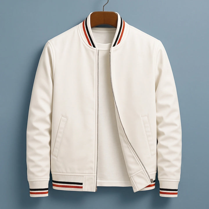 Roger Varsity Rib Twill Bomber Jacket - White