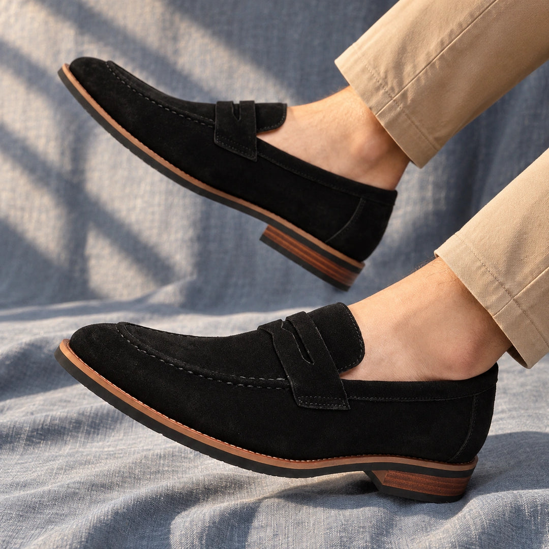 Ryan Suede Penny Loafers - Black