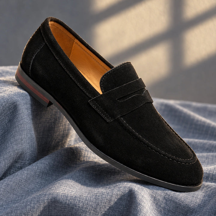 Ryan Suede Penny Loafers - Black
