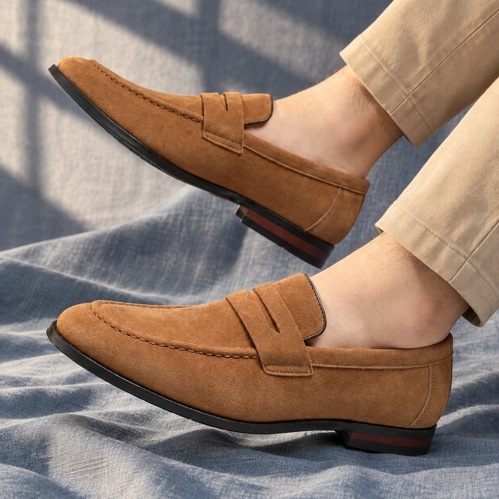 Ryan Suede Penny Loafers - Brown