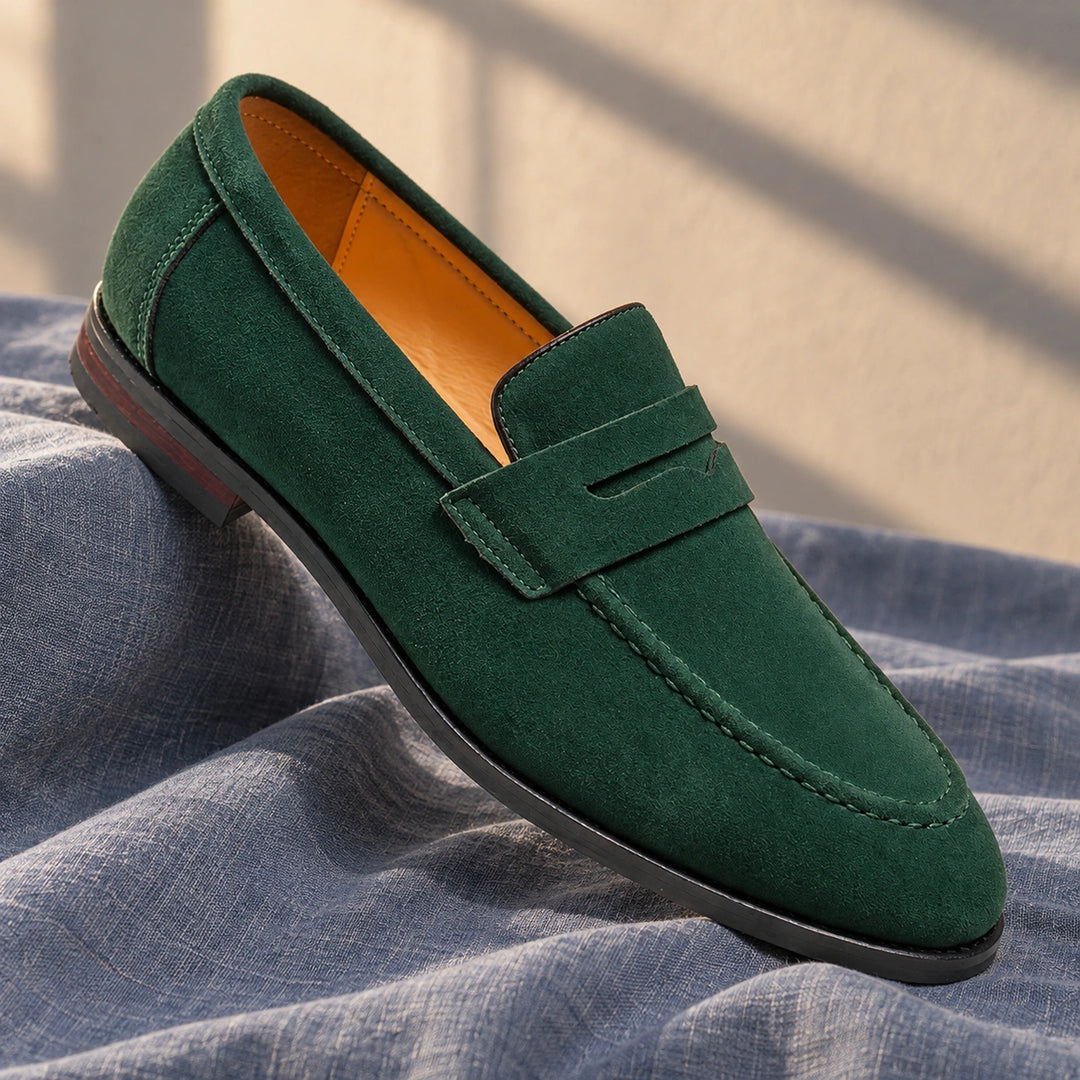 Ryan Suede Penny Loafers - Green