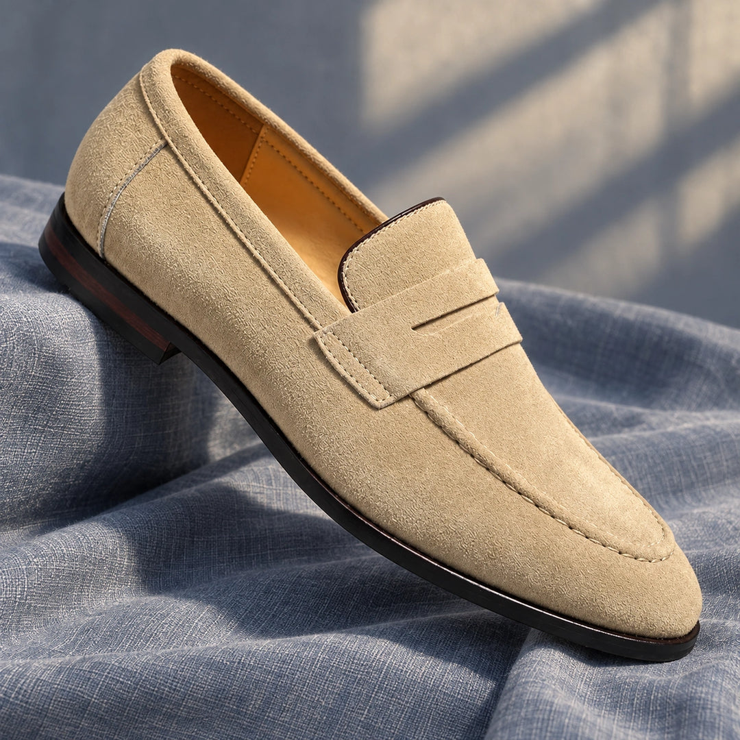 Ryan Suede Penny Loafers - Sand