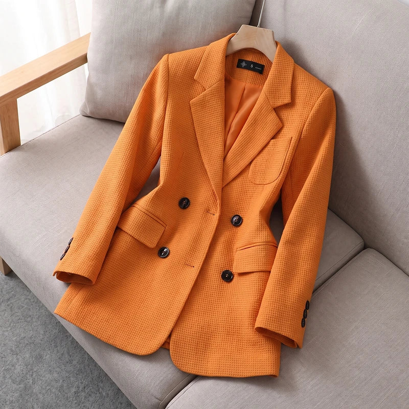 Maren Women's Waffle Weave Blazer - Orange